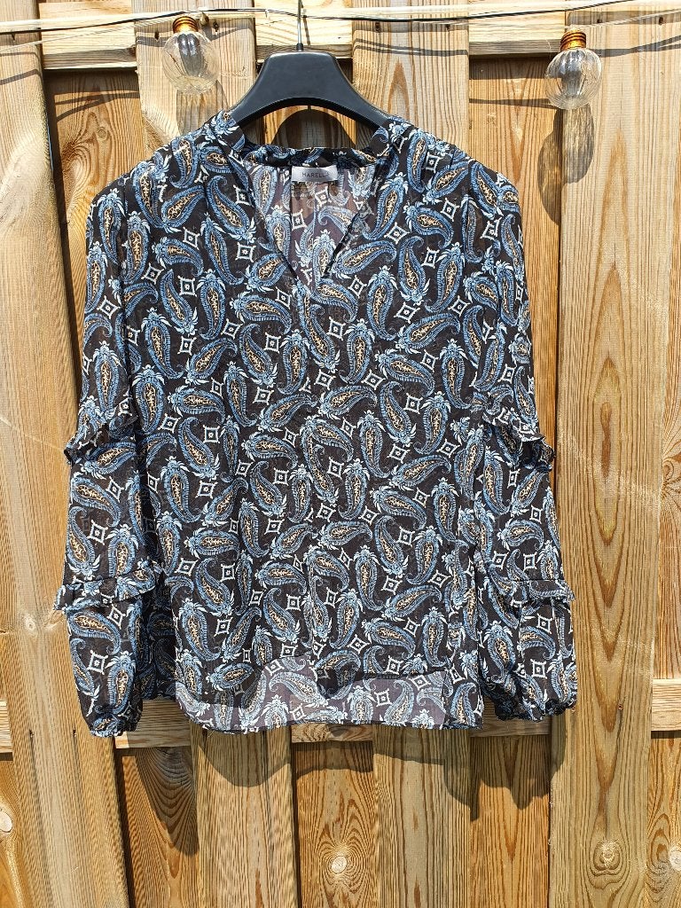 Marella doorschijnende blouse blauw/wit – luchtig & chic, Kleding | Dames, Ophalen of Verzenden, Zo goed als nieuw, Maat 38/40 (M)