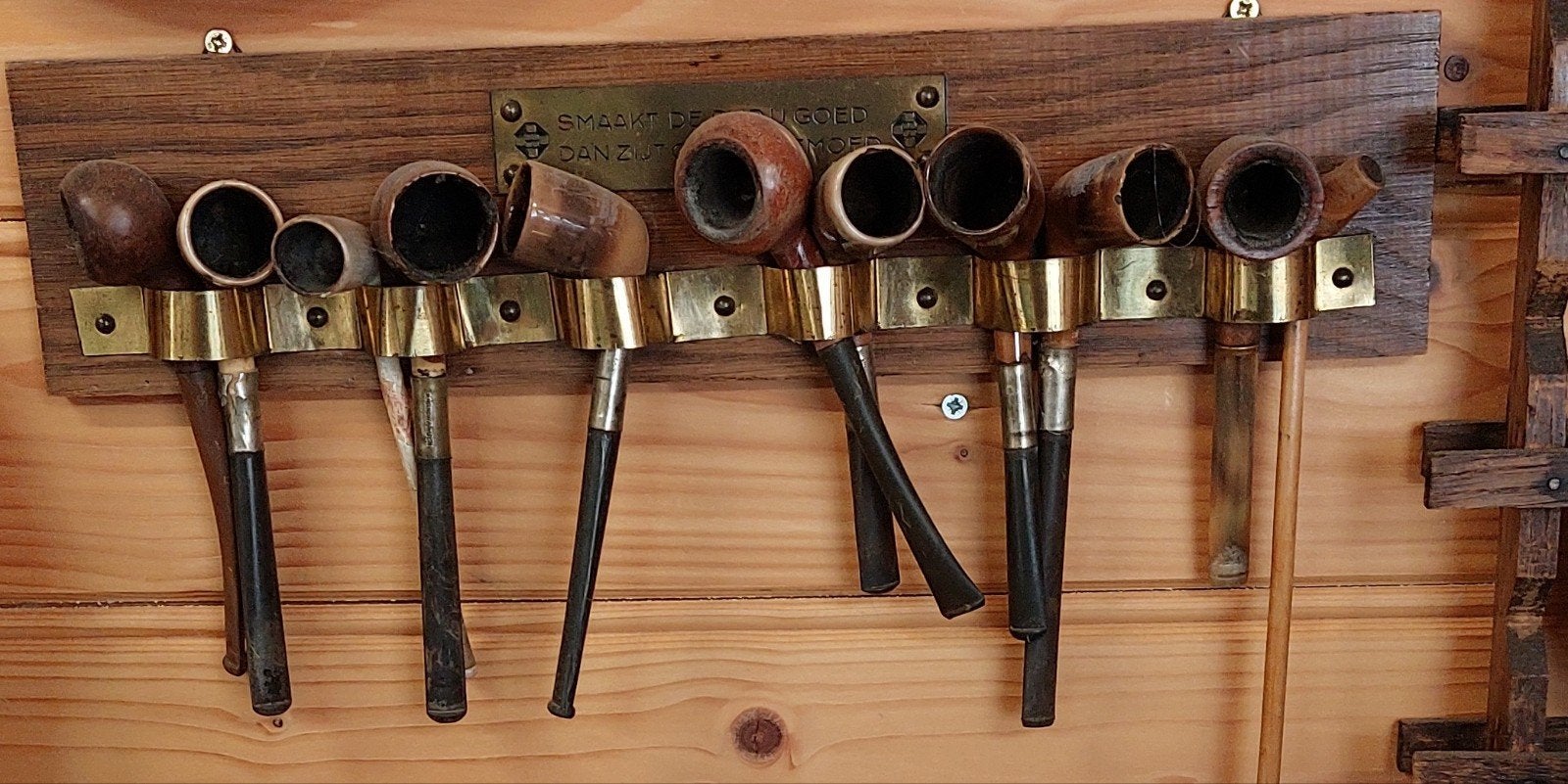 Vintage Pijpenrek met 7 Tabakspijpen, Ophalen, Gebruikt, (Water)pijp