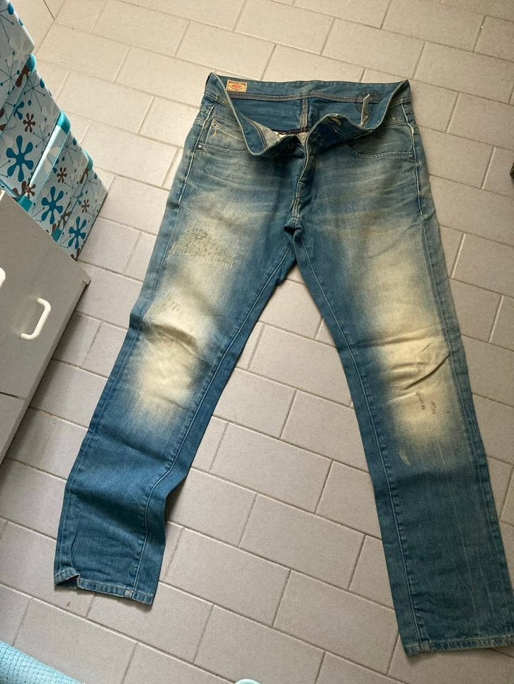 Pockemono Jeans - Stoere spijkerbroek met ritsdetails, Verzenden, Zo goed als nieuw, Blauw, W33 - W34 (confectie 48/50)