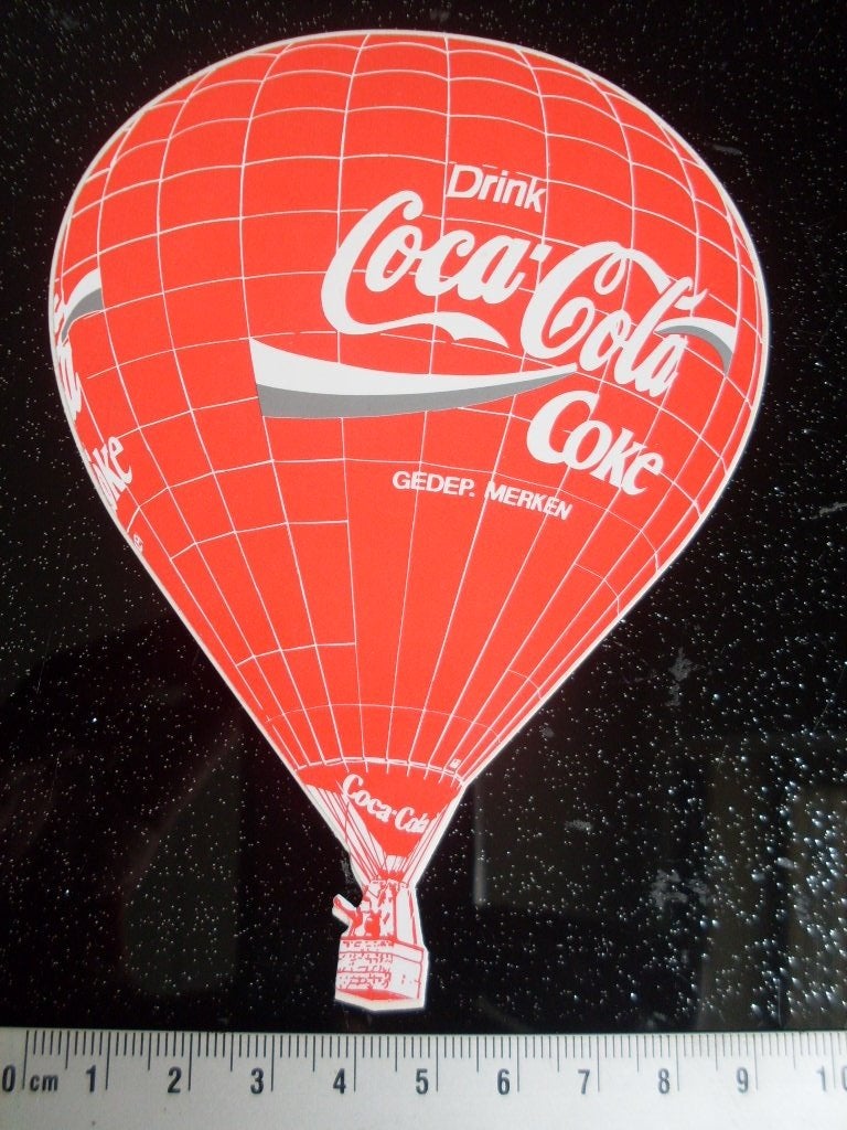 sticker drink Coca-Cola Coke logo luchtballon, Verzenden, Zo goed als nieuw, Merk