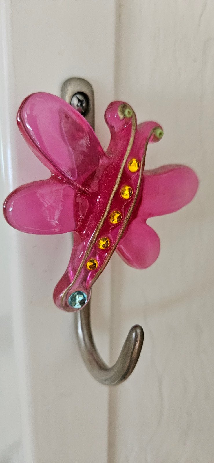 Leuke roze vlinder wandhaak voor kinderkamer, Ophalen, Kunststof, Gebruikt, Wandhaken