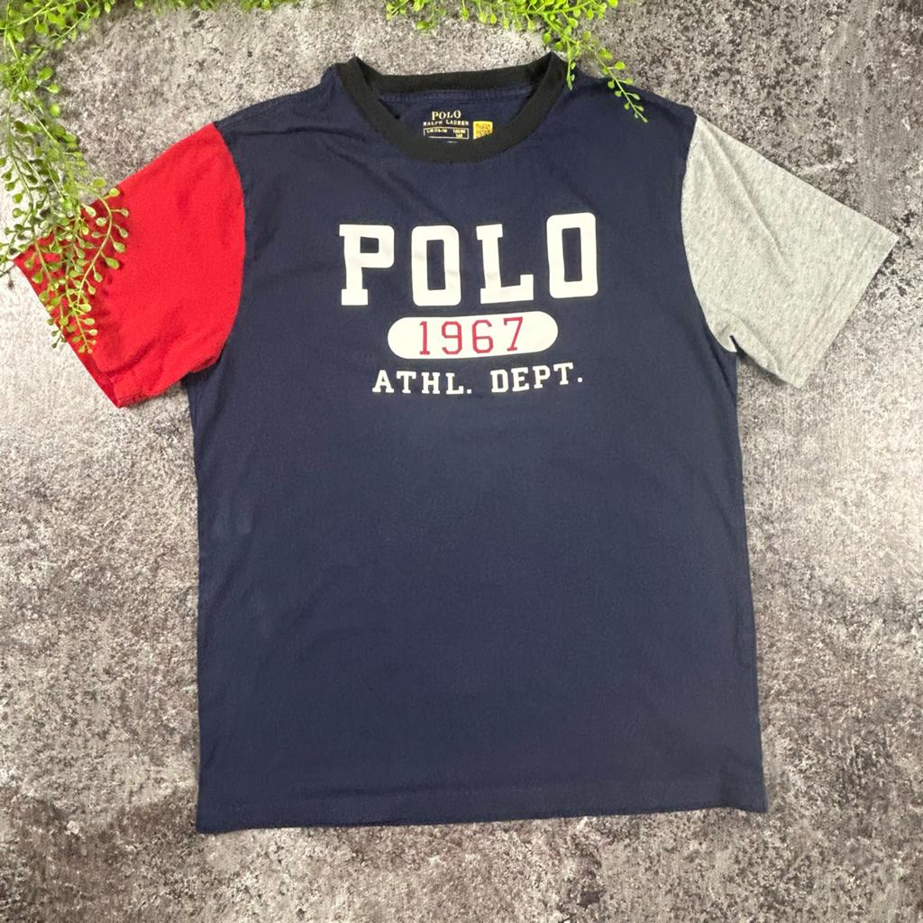 Ralph Lauren Color Block Graphic T-Shirt - Navy/Multi, Kinderen en Baby's, Kinderkleding | Maat 158, Ophalen of Verzenden, Gebruikt