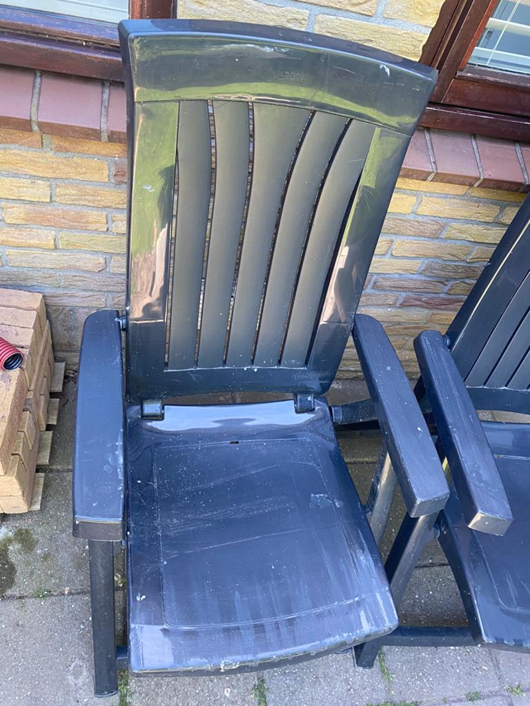 Tuinstoelen blauw, Tuin en Terras, Ophalen, Gebruikt, Kunststof, Verstelbaar