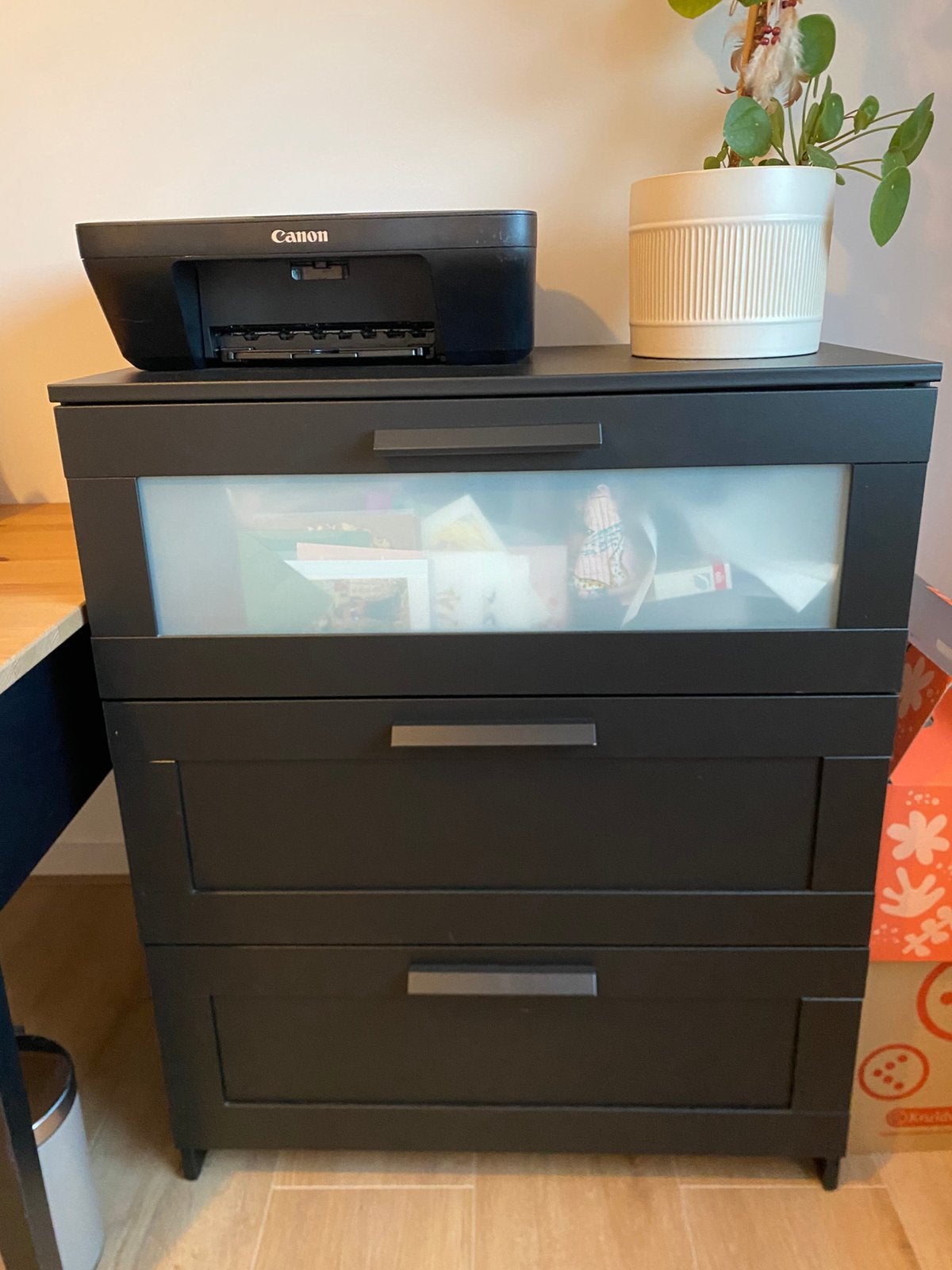 IKEA BRIMNES ladekast 3 lades zwart, Ophalen, 50 tot 100 cm, Zo goed als nieuw, 3 of 4 laden