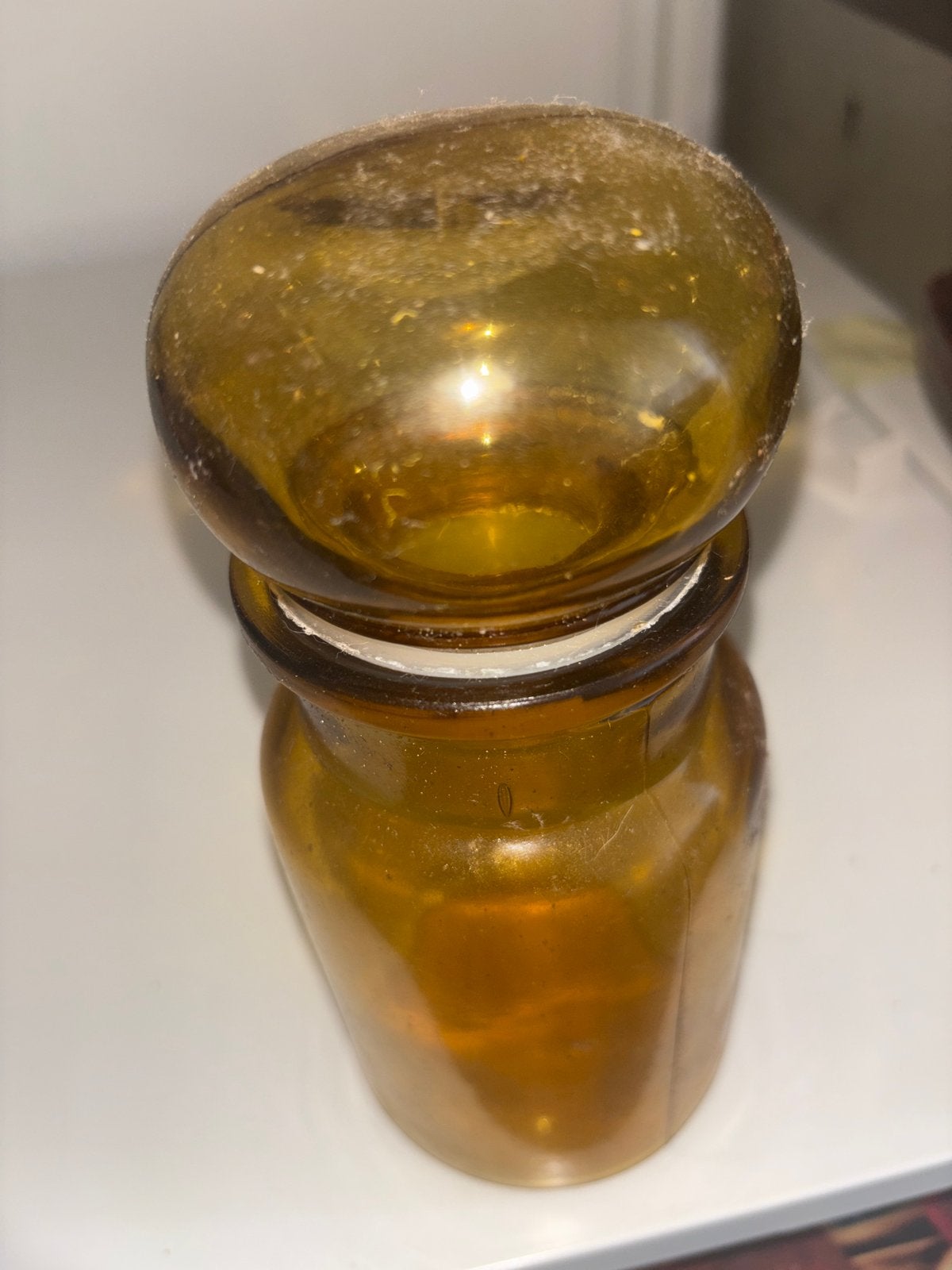 Vintage Apothekersfles met Glazen Stop - Amberkleurig, Ophalen of Verzenden