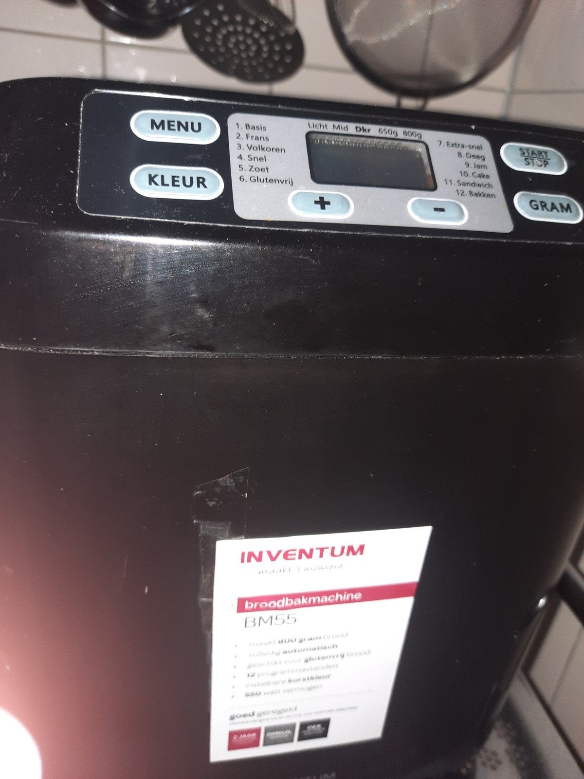 Inventum Broodbakmachine BM55 - 2 jaar oud, Witgoed en Apparatuur, Broodbakmachines, Met timer, Gebruikt, 800 tot 1200 gram deeg