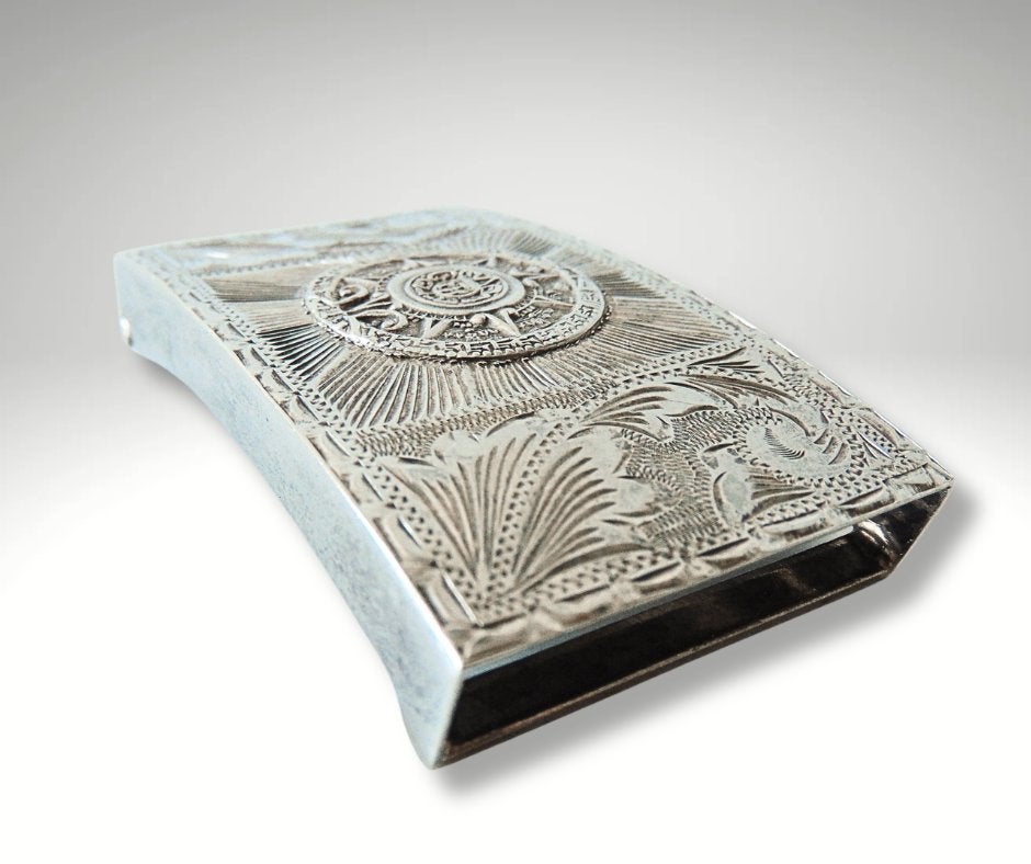 Prachtige 925 zilveren AZTEEKSE of MAYA kalender gesp!, Kleding | Dames, Losse buckle of gesp, Overige kleuren, 3 tot 5 cm, Zo goed als nieuw