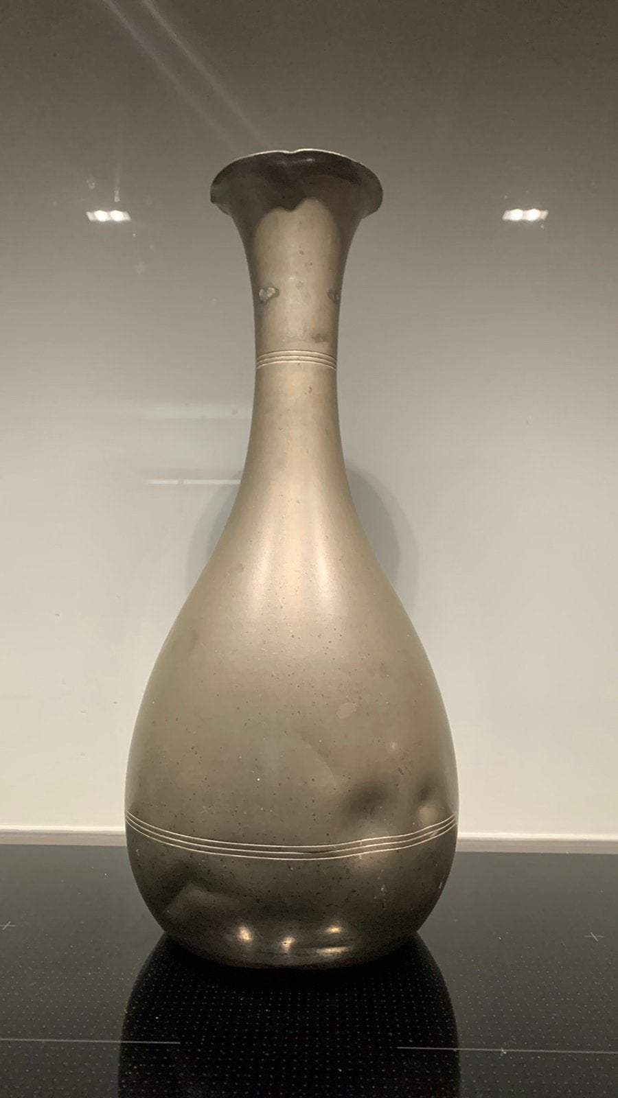 Tinnen vaas, Ophalen of Verzenden, Gebruikt, 30 cm