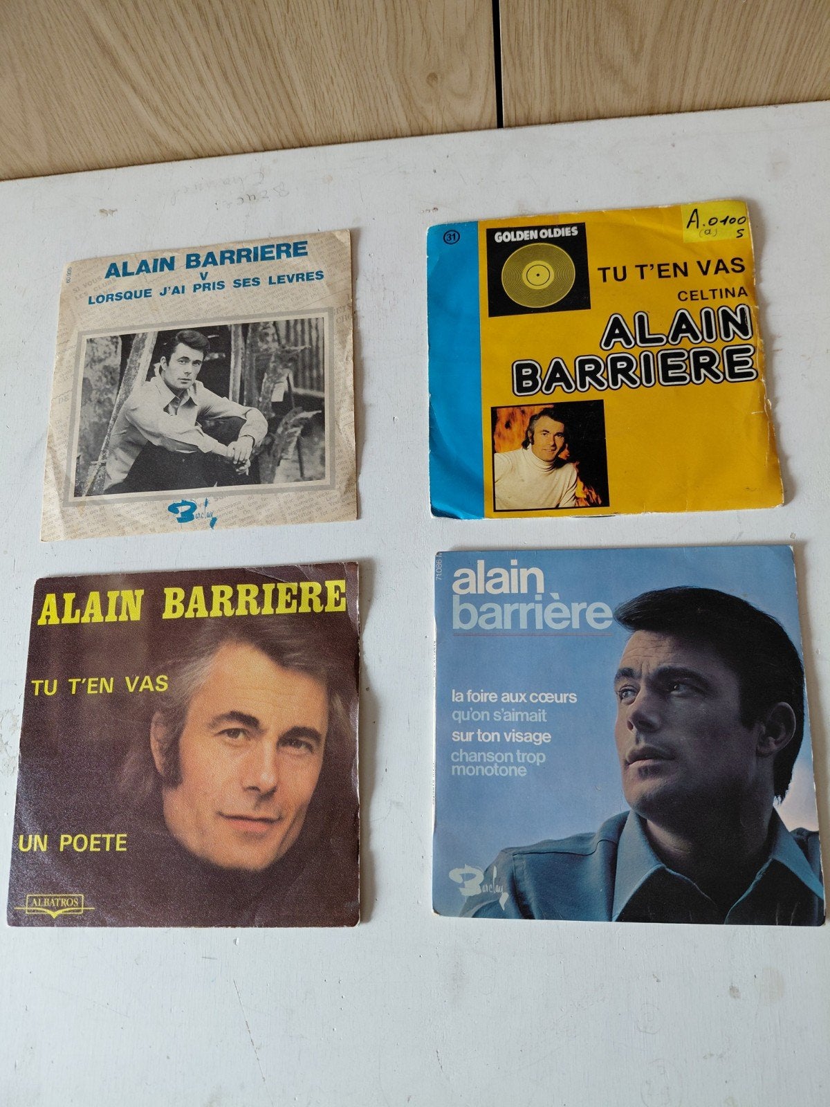 Alain Barrière - Diverse 7 inch singles (4 stuks), Gebruikt, 7 inch, Ophalen of Verzenden, Pop