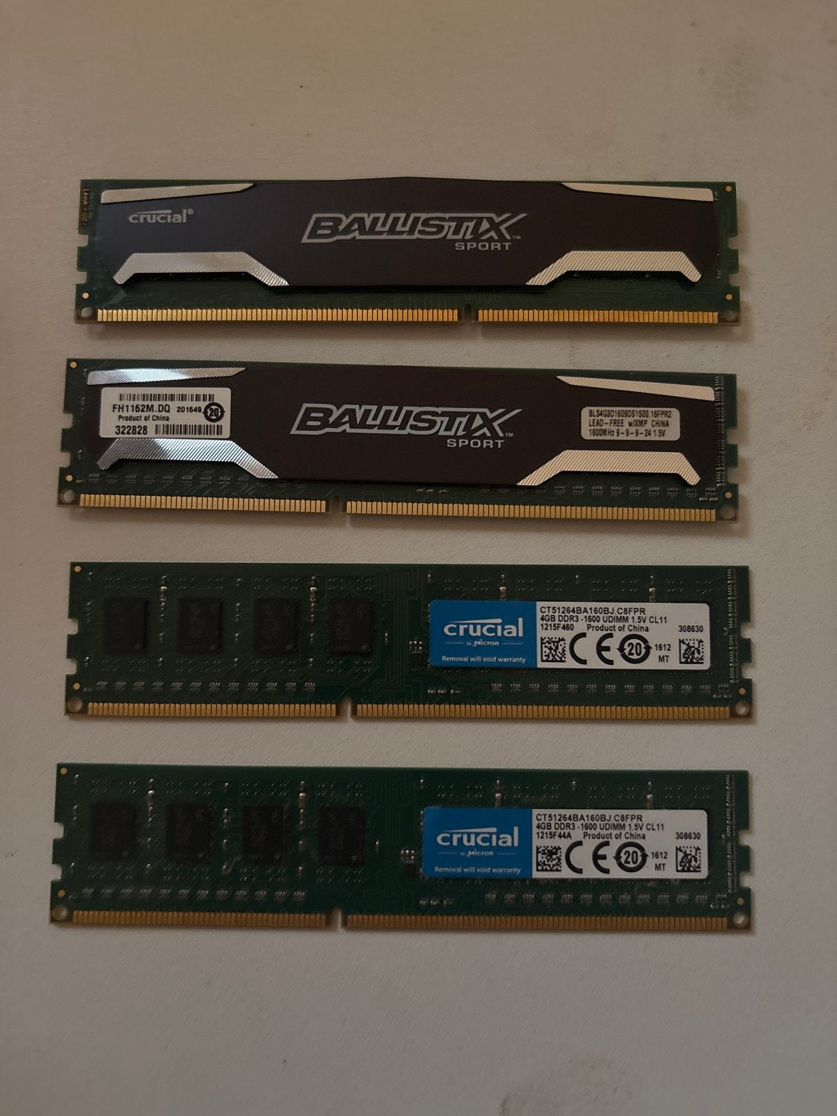 Crucial Ballistix Sport 16GB DDR3-1600 RAM Geheugen, Gebruikt, DDR3, Ophalen of Verzenden, Desktop