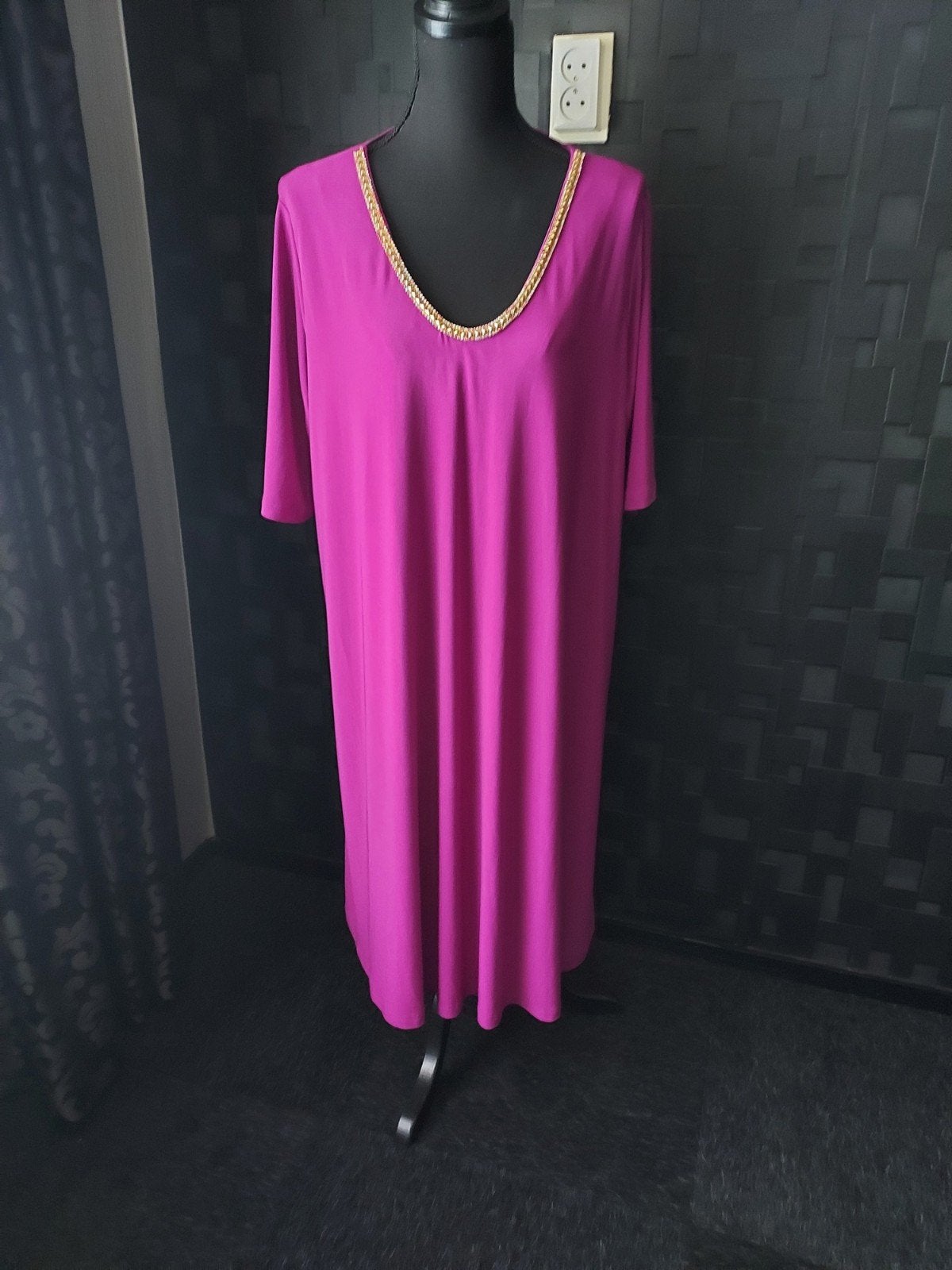 Only-M paarse jurk met gouden ketting detail, maat 48, Only-M, Paars, Maat 46/48 (XL) of groter, Ophalen of Verzenden