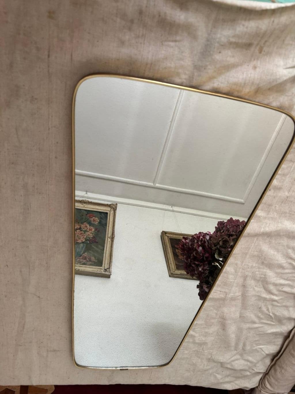 Spiegel,met Goudrand,fifties,sixties,Rockabilly,vintage, Huis en Inrichting, Minder dan 50 cm, Gebruikt, Ophalen of Verzenden
