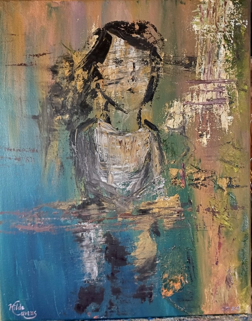 Schilderij  'shadows' in olieverf paletmes, nieuw., Antiek en Kunst, Ophalen, Gesigneerd