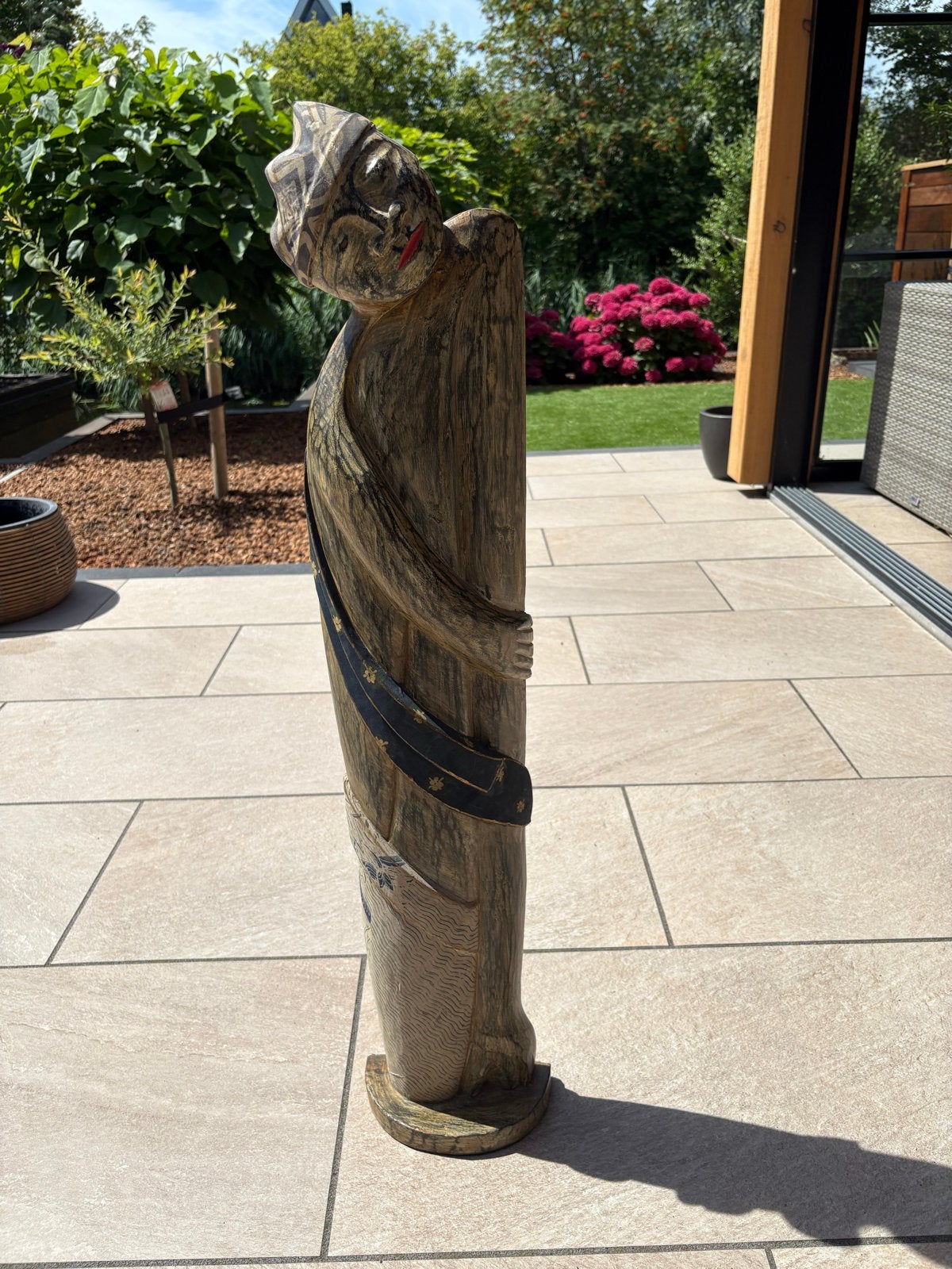 Groot houten vloerbeeld 95cm - Origineel Wereldwinkel, Ophalen, 50 - 100 cm, Handgemaakt, Beeld