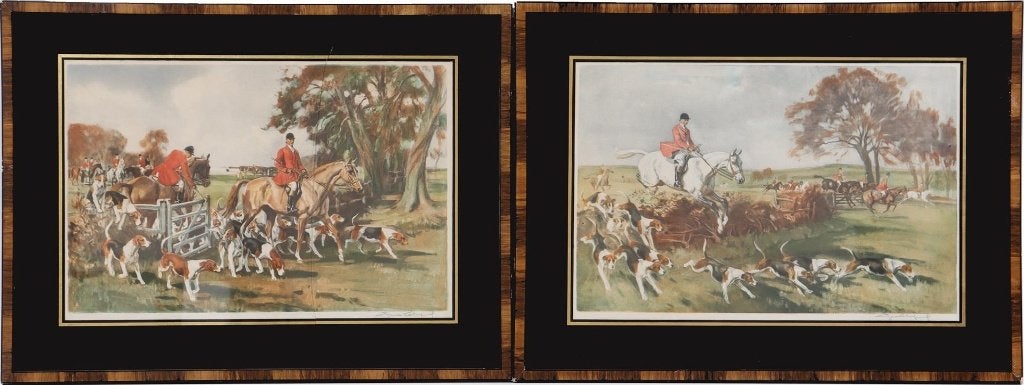 Charles Johnson Payne Prent Jacht in Mahonie Lijst 48x63 cm., Antiek en Kunst, 63 cm, Origineel, Gravure, Landschap