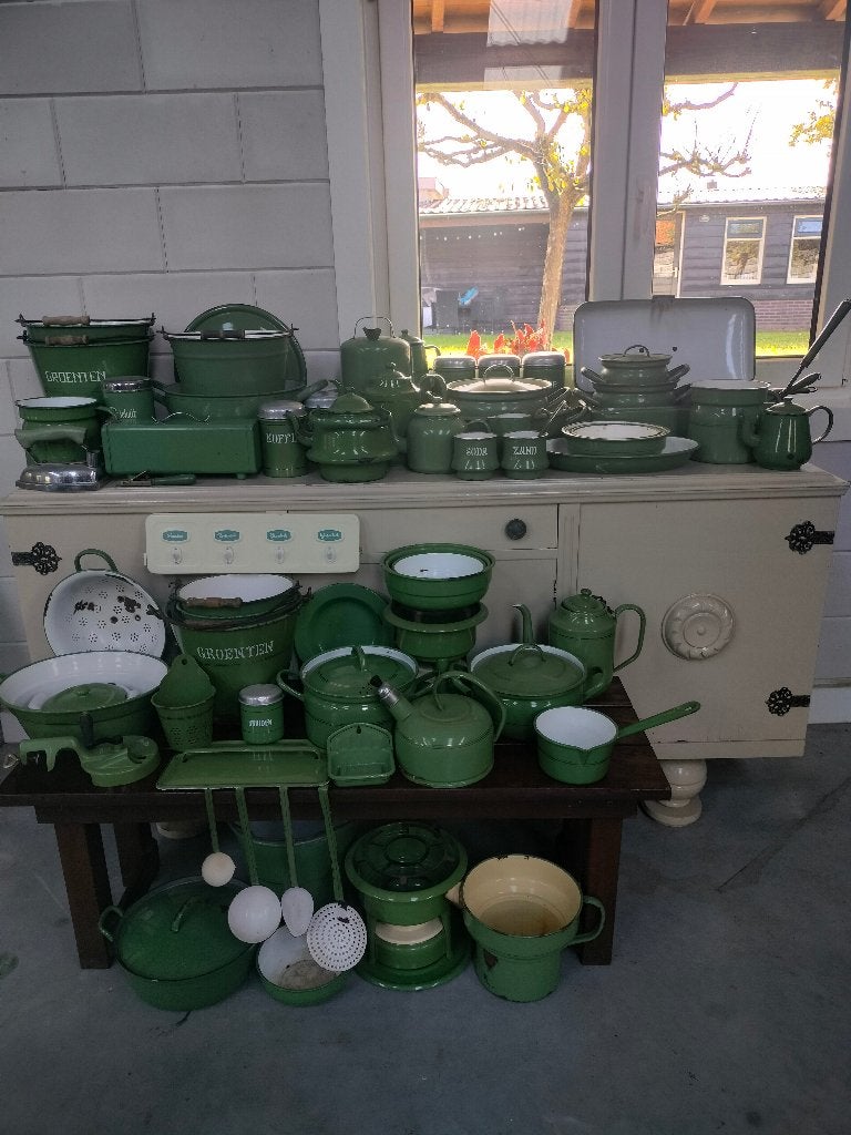 groen emaille, Antiek en Kunst, Ophalen