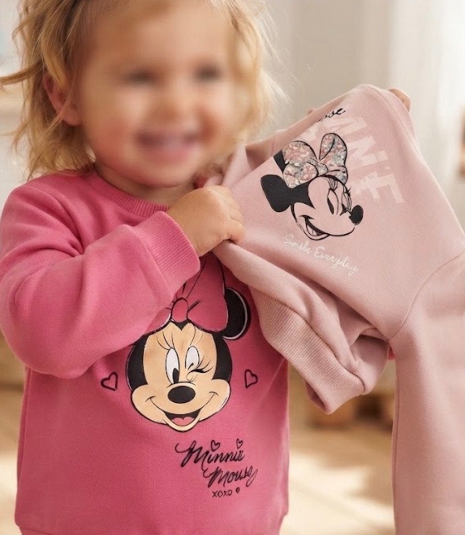 Minnie mouse Set - Roze + Lichtroze mt 98/104 bijna gratis, Ophalen of Verzenden, Gebruikt, Meisje, Trui of Vest