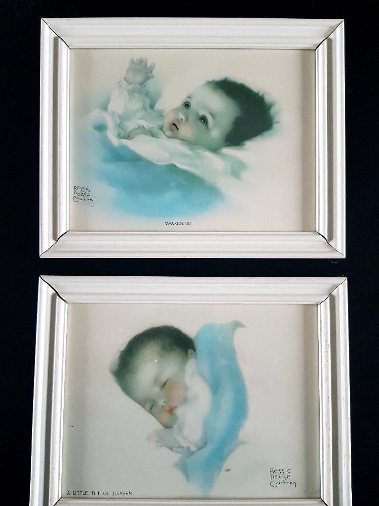 NOSTALGIE 2 BABY SCHILDERIJTJES, Minder dan 50 cm, Gebruikt, Ophalen of Verzenden, Schilderij