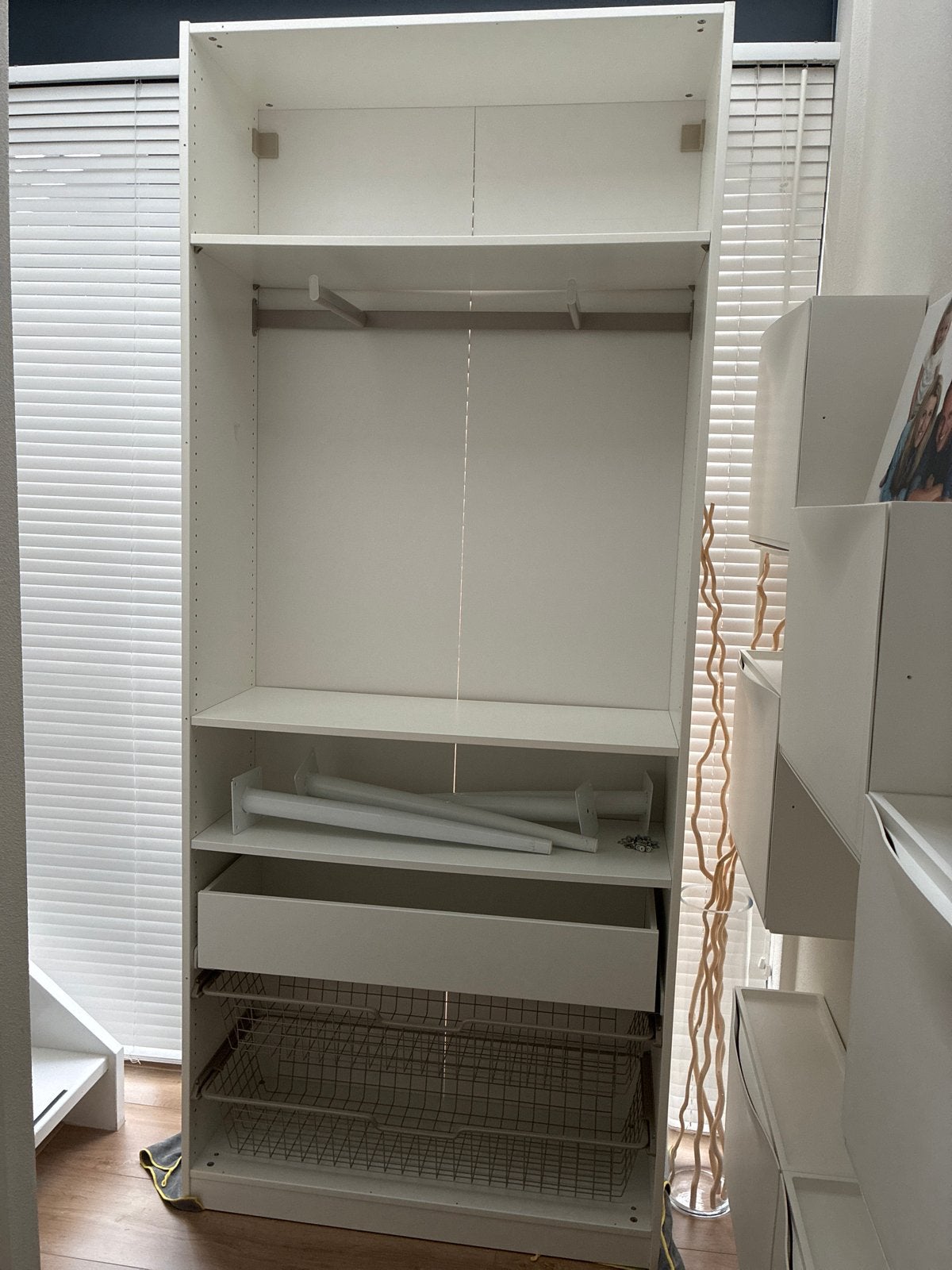 Witte ikea PAX kledingkast met lade en manden, Ophalen, 200 cm of meer, 50 tot 100 cm, Zo goed als nieuw