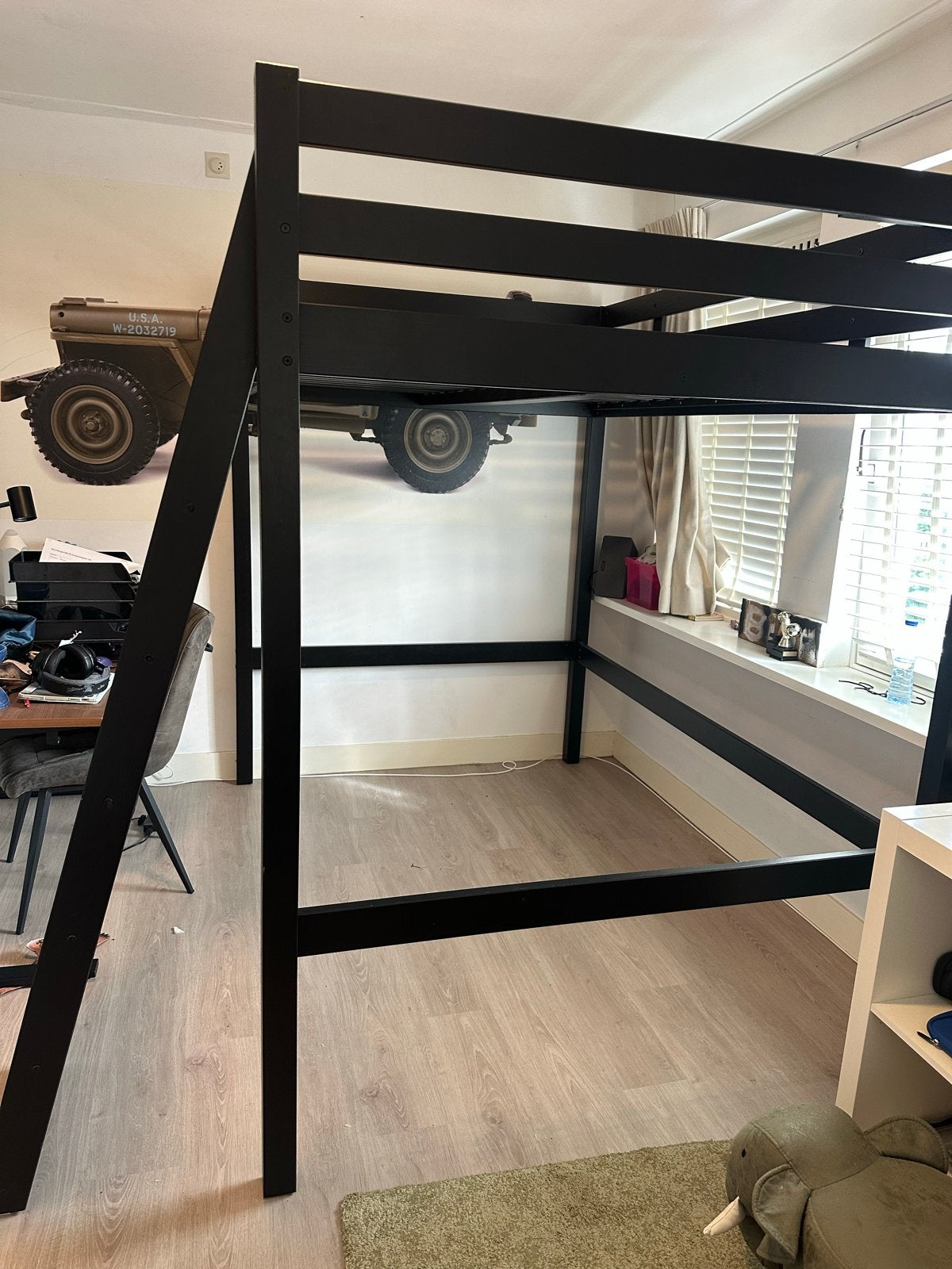 IKEA STORÅ hoogslaper zwart - 140x200 cm 198 hoog, Ophalen, Gebruikt, Hoogslaper, Tweepersoons