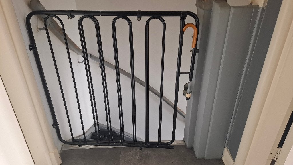 Te koop traphekje met pistool sluiting., Ophalen of Verzenden, Zo goed als nieuw, 115 cm of meer, Metaal of IJzer