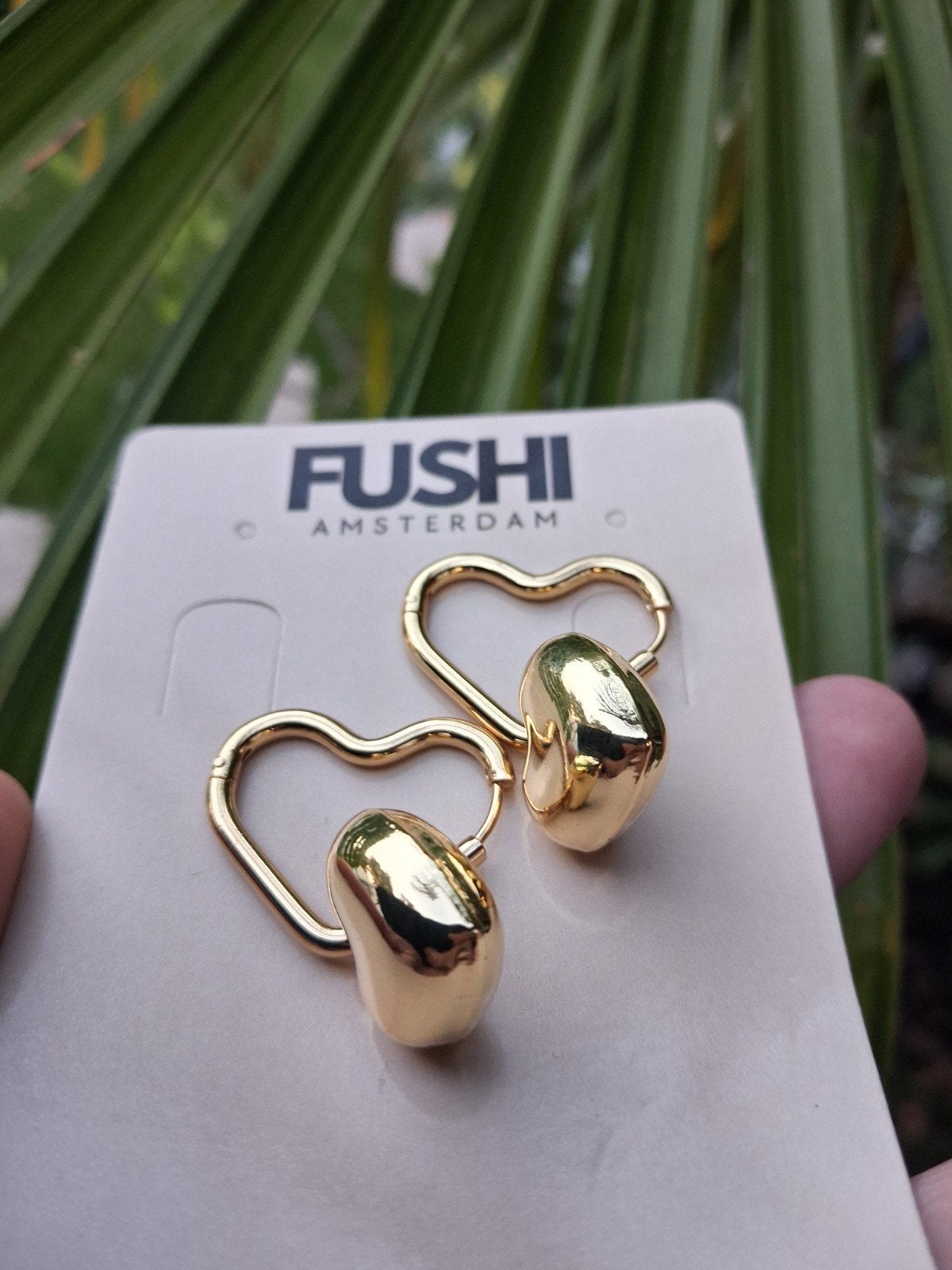 Fushi Amsterdam gouden hartjes oorbellen, Overige materialen, Verzenden, Rosyviella, Fushi Amsterdam