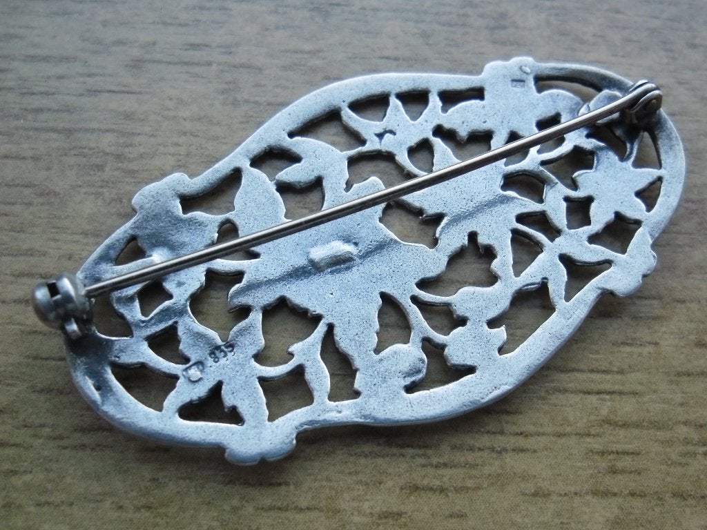 zilveren Biedemeier bloemen broche [775], 4 tot 7 cm, Verzenden, Zo goed als nieuw, Zilver