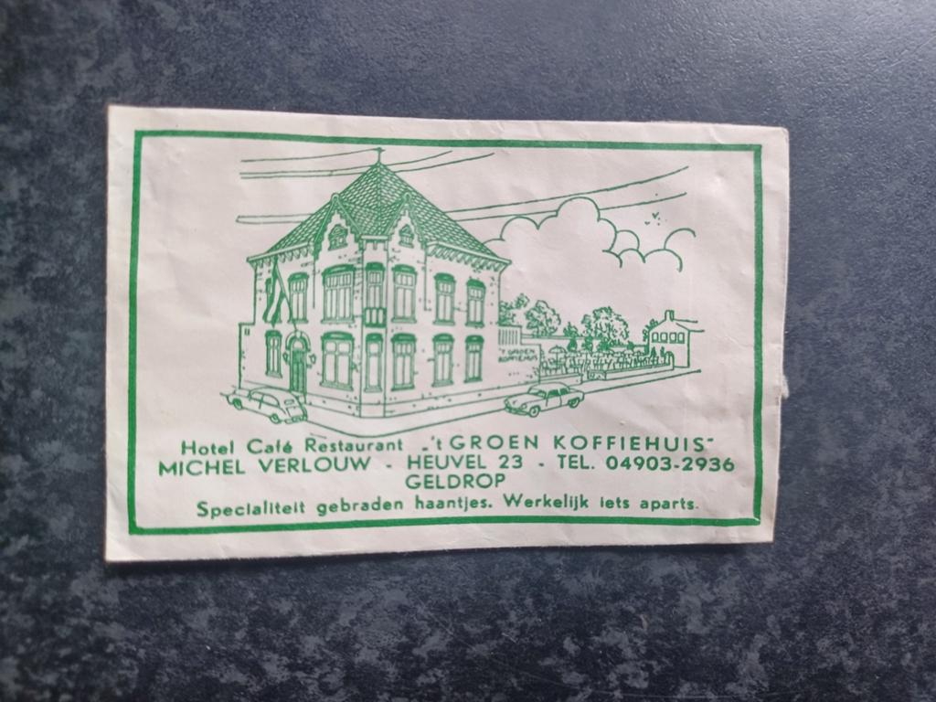 Suikerzakje Geldrop Hotel 't Groen Koffiehuis M. Verlouw, Verzamelen, Ophalen, Nederland