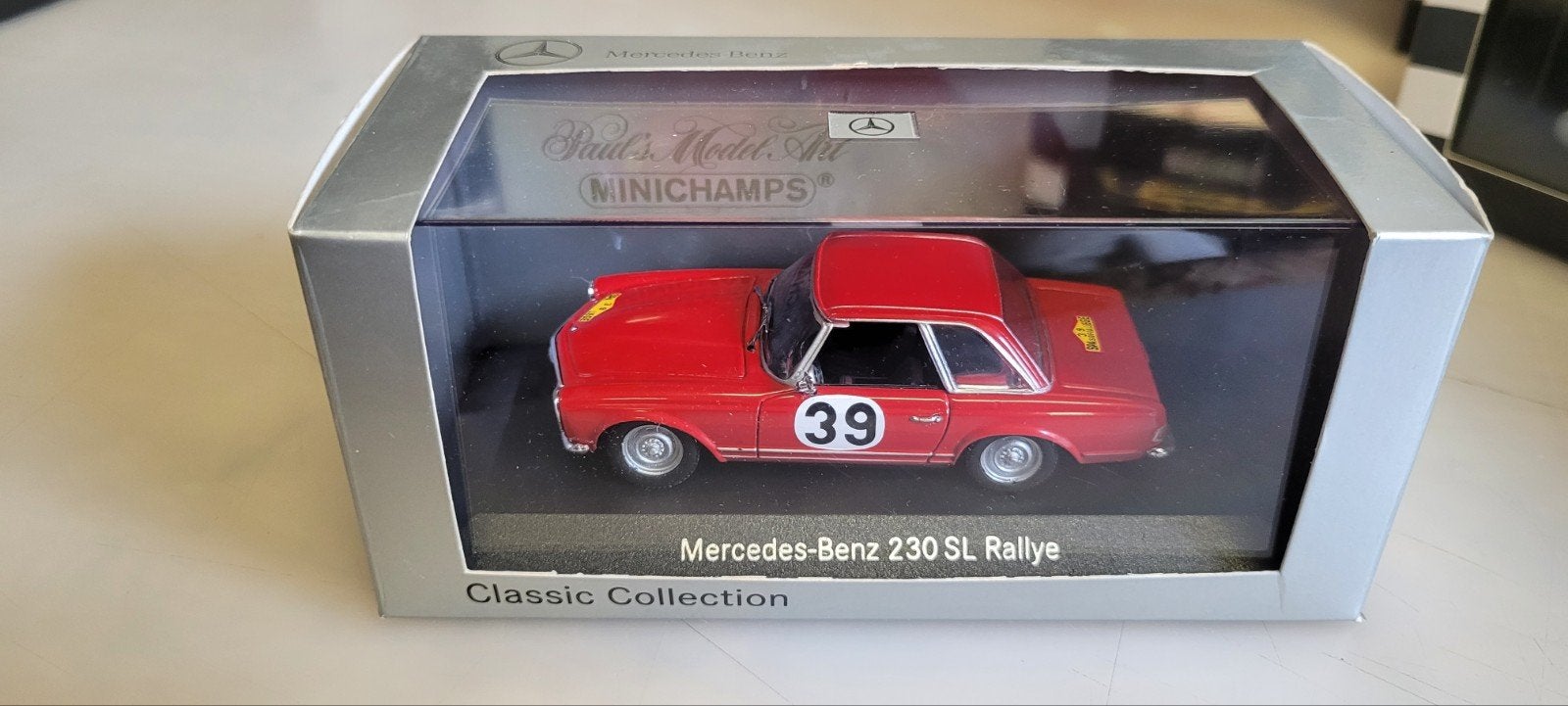 Minichamps Mercedes 230 SL Rally, Ophalen of Verzenden, Zo goed als nieuw, Auto, MiniChamps