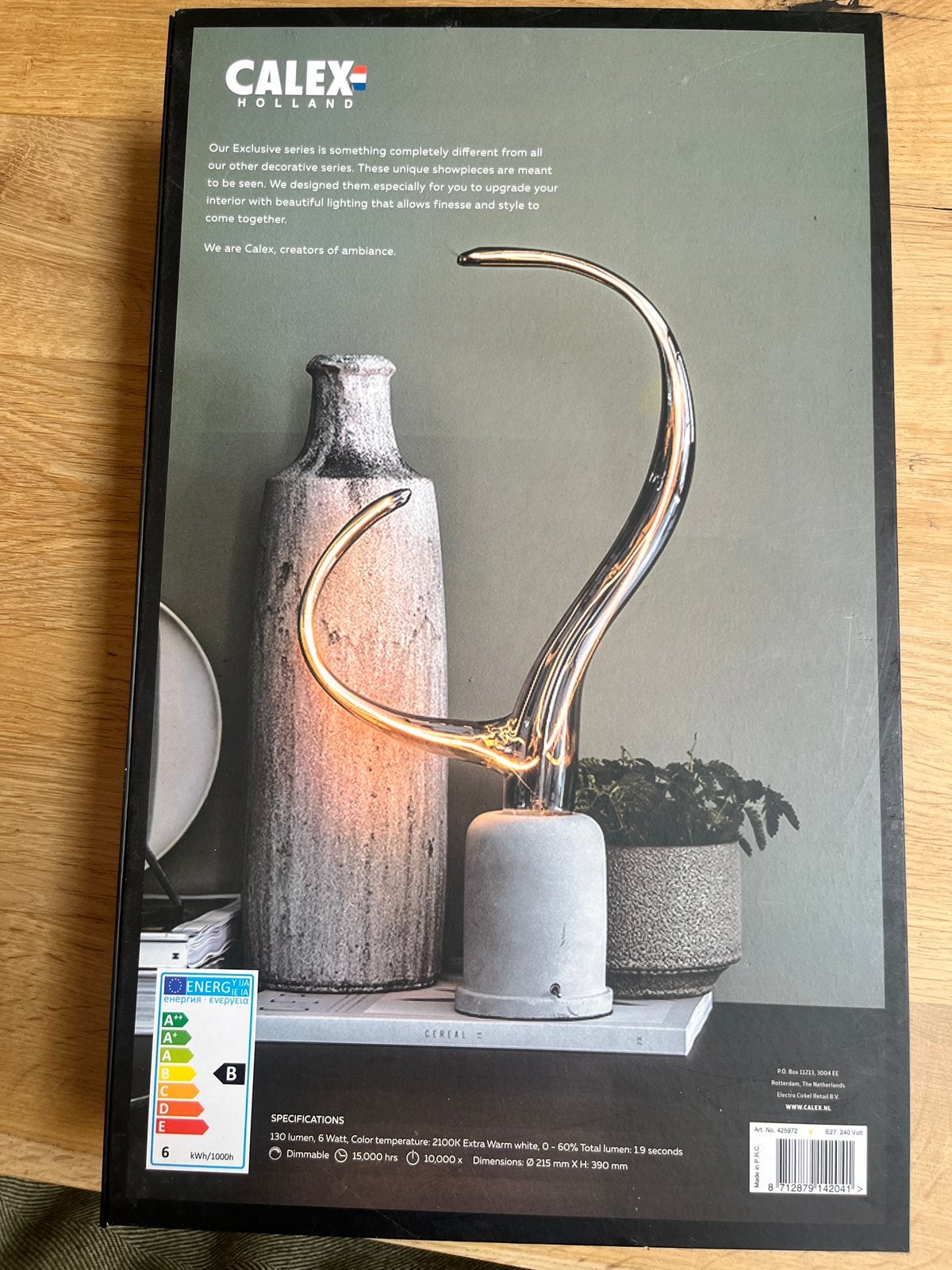 Calex design Ypsilon titanium, Verzenden, Zo goed als nieuw, E27 (groot), Led-lamp