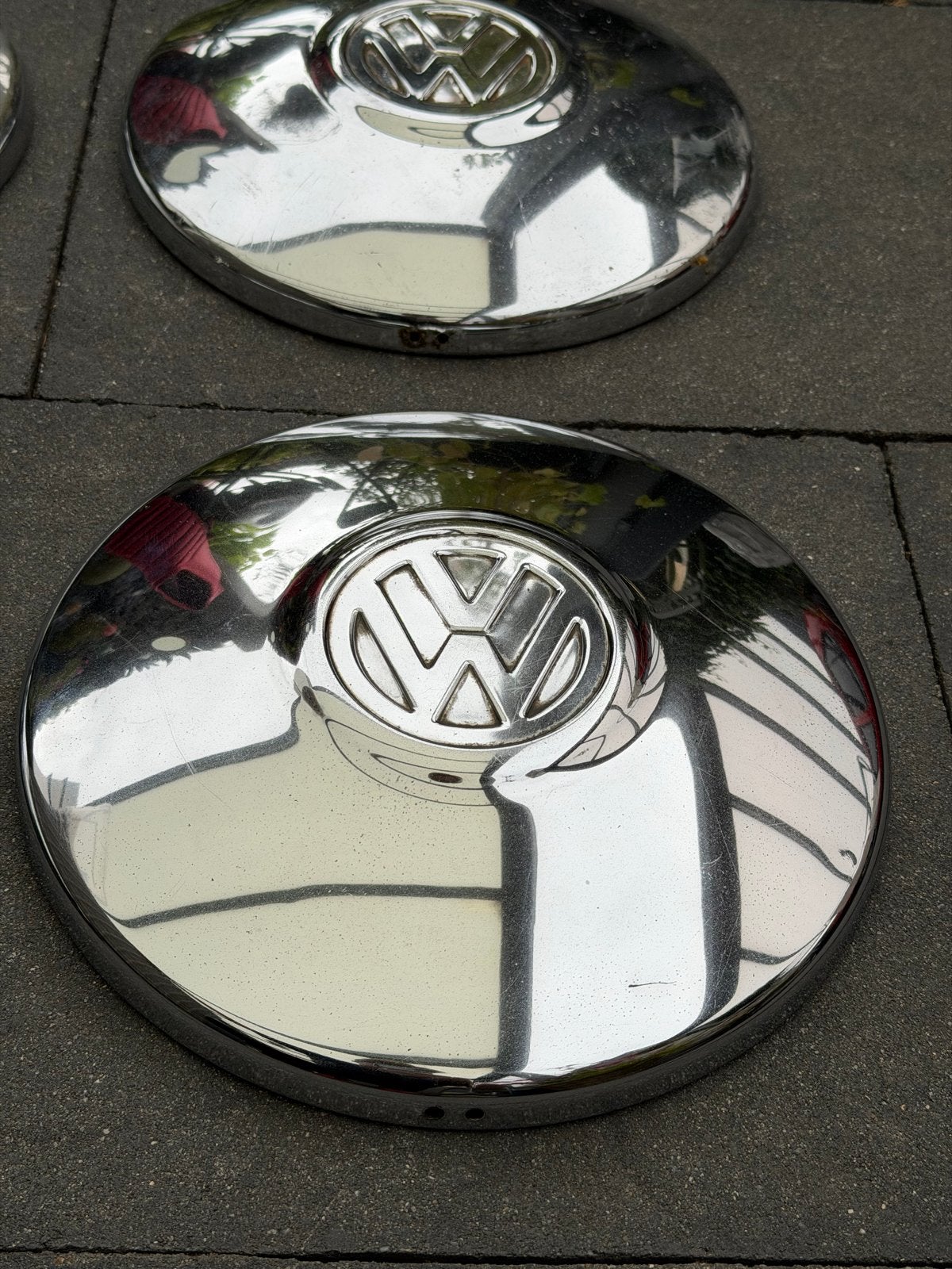 Set van 4 VW wieldoppen - Chroom, Ophalen, Gebruikt, Volkswagen