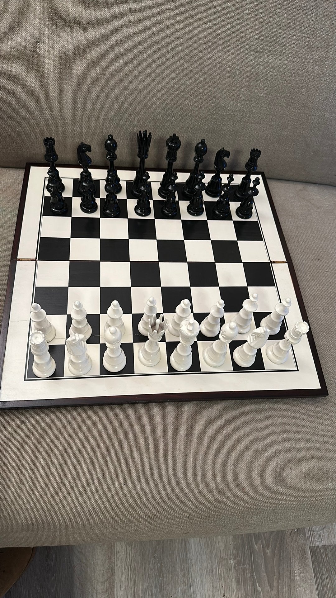 Vintage Chinees Houten Schaakspel, Inclusief Originele Doos, Ophalen of Verzenden, Gebruikt
