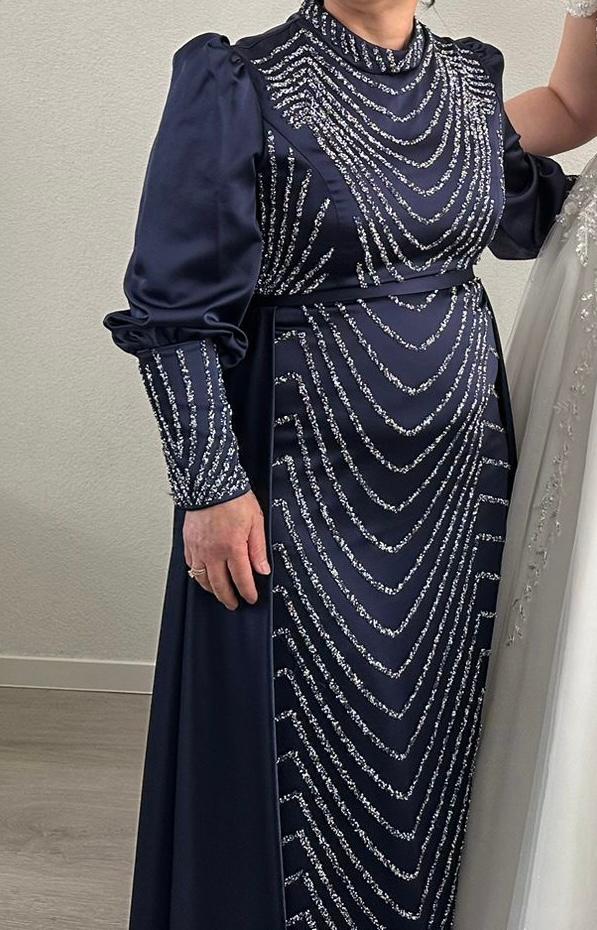 Abiye/tesettür elbise/avondjurk 44 €50, Galajurk, Blauw, Maat 42/44 (L), Ophalen of Verzenden