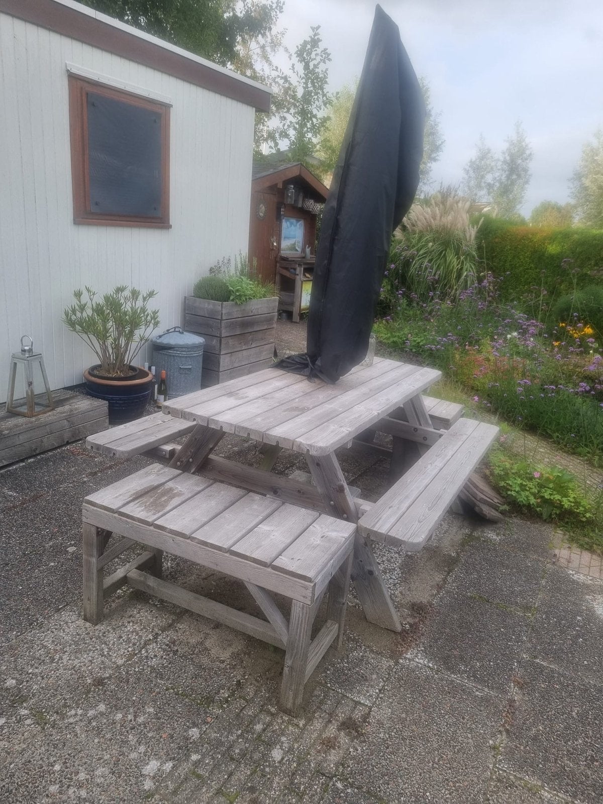 Robuuste picknicktafel van hout, Ophalen, Gebruikt, Rechthoekig, Hout