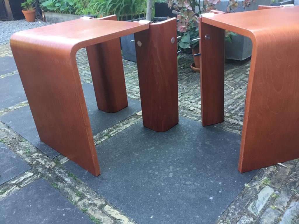 Auping Auronde 48 cm bedpoten+ 2 bedtafeltjes kersen, Ophalen, Gebruikt, Bruin, Tweepersoons