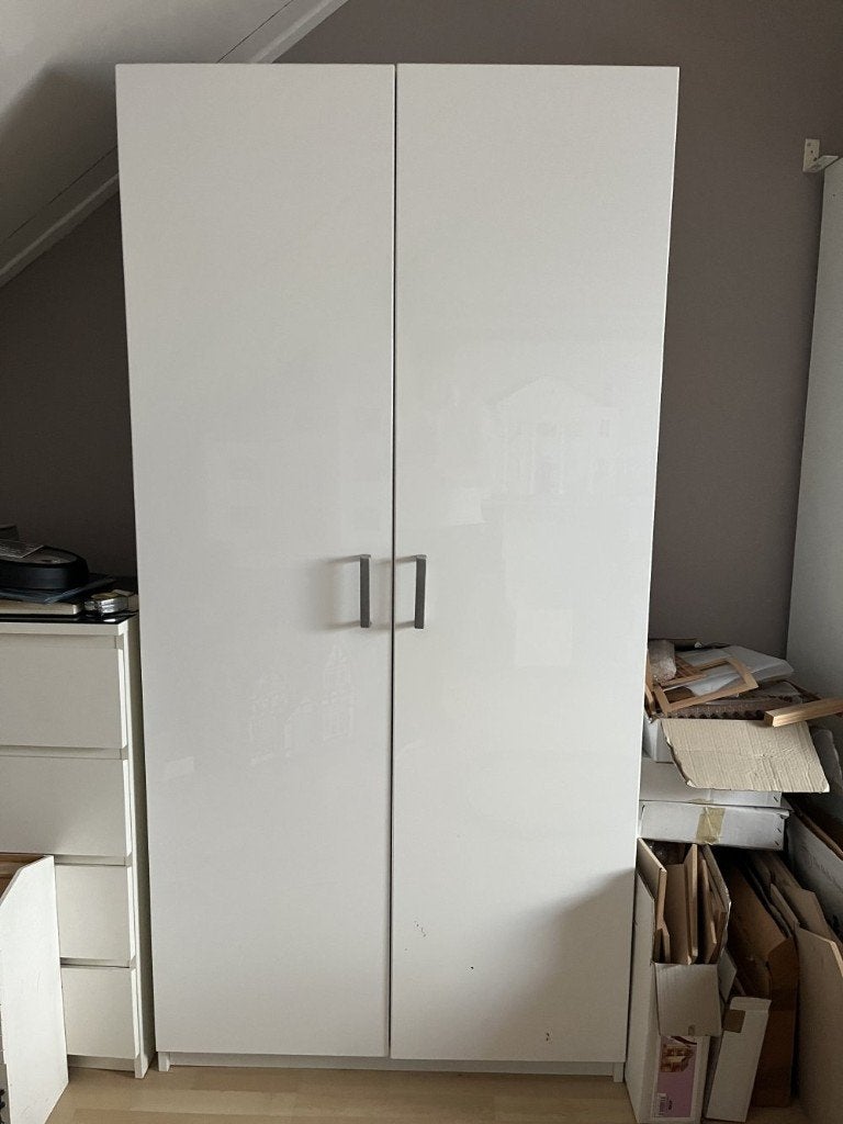 Ikea PAX kledingkast 200x100 in wit | 2 deuren en 4 planken, Ophalen, 100 tot 150 cm, 200 cm of meer, 50 tot 75 cm