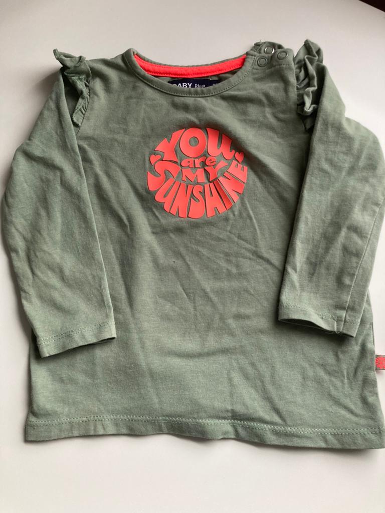 Lange mouwen shirt groen/oranje maat 86, Ophalen of Verzenden, Gebruikt