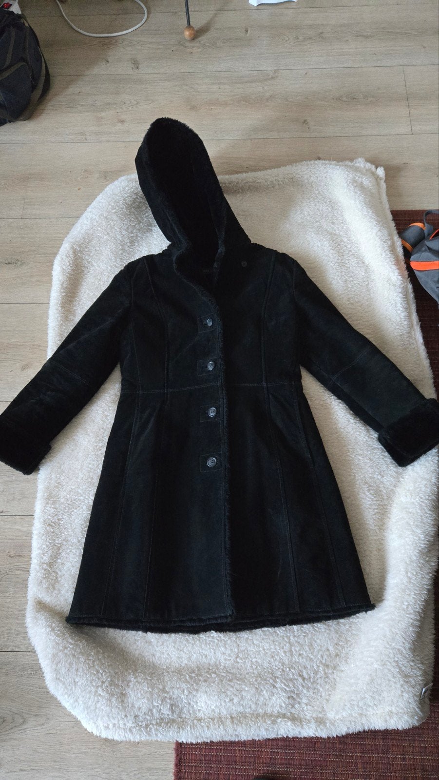 Saki dames leer winterjas met bond maat 40 of maat L, Maat 38/40 (M), Zwart, Ophalen of Verzenden, Saki