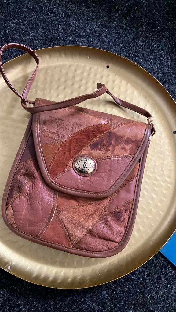 Vintage leren tas, Sieraden, Tassen en Uiterlijk, Tassen | Damestassen, Ophalen of Verzenden, Zo goed als nieuw, Bruin, Handtas