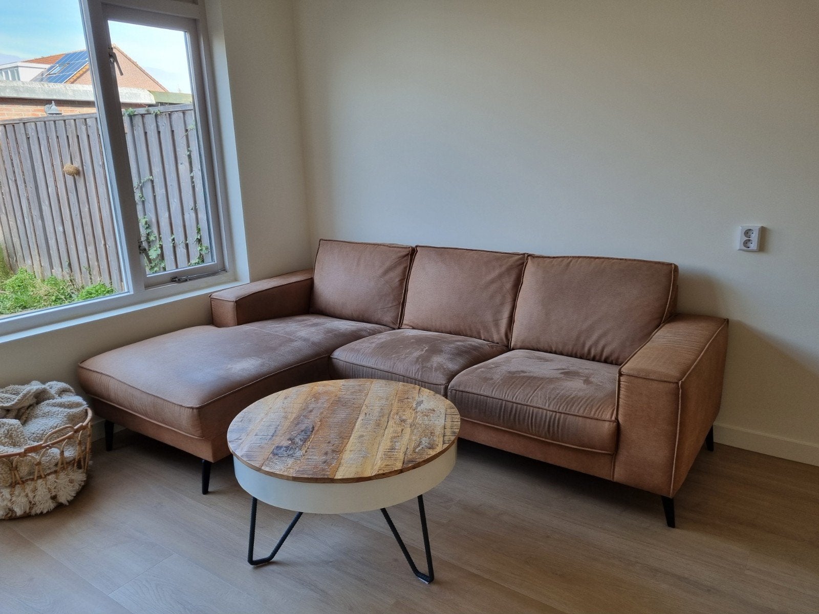 Comfortabele hoekbank in bruin stof, Ophalen, Gebruikt, Hoekbank, Modern, comfortabel