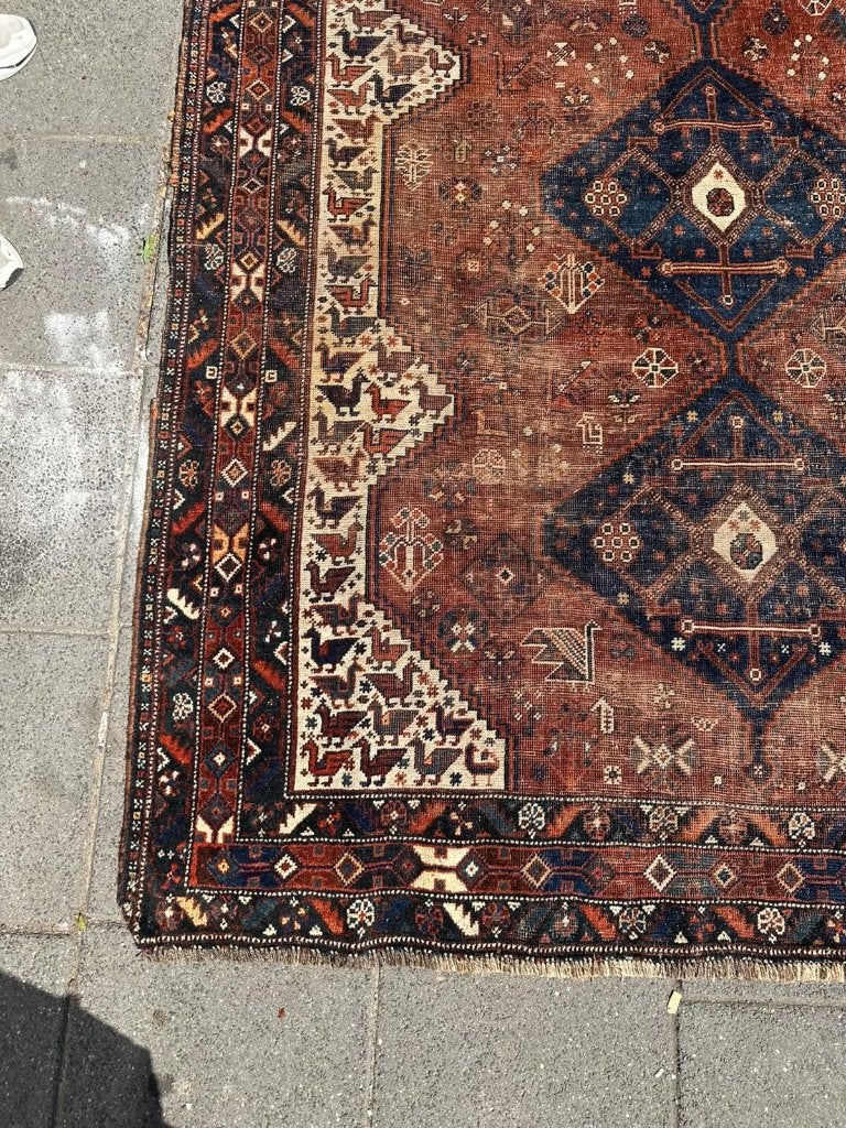 Antiek Afshar tapijt  240x173 cm – prachtig dessin &  charme, Gebruikt, Overige kleuren, 200 cm of meer, Ophalen of Verzenden
