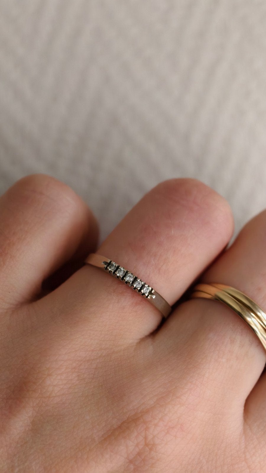 Witgouden ring met diamanten - Maat 17.5, Ophalen of Verzenden, Zo goed als nieuw, 17 tot 18, Met edelsteen
