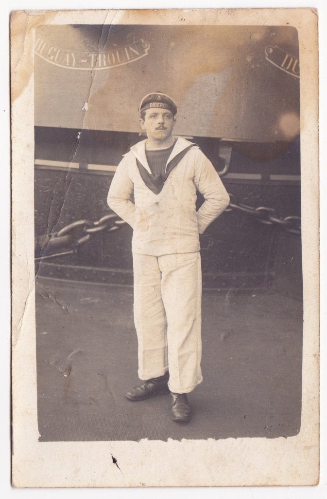 Originele WOI Fotokaart Matroos Slagschip Diderot, Verzenden, Marine, Overige gebieden, Foto of Poster