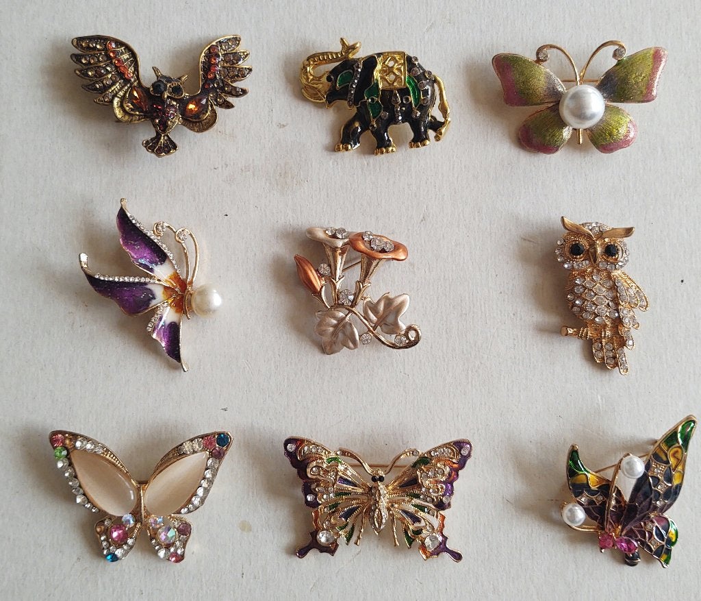 Broches met / zonder strass. € 4,-- per stk / 3 voor € 10,--, Verzenden, Nieuw, Overige kleuren, Overige materialen
