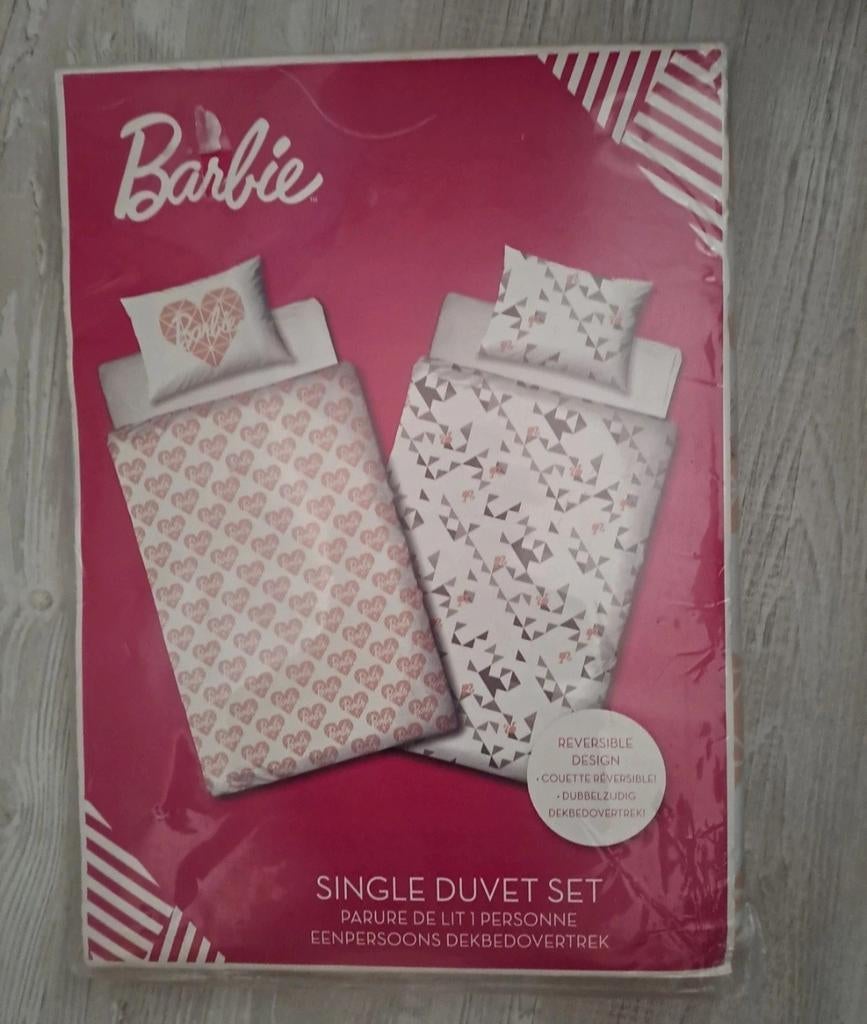 Nieuw 1 pers dubbelzijdig Barbiedekbed, Jongetje of Meisje, Wit, Dekbedovertrek, Nieuw