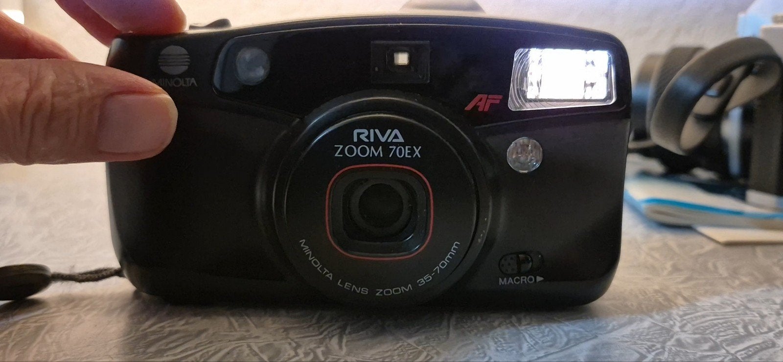 Minolta Riva Zoom 70EX Compact Camera macro functie, Ophalen of Verzenden, Gebruikt, Compact, Minolta