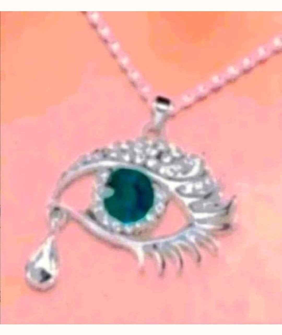 ketting oog saffier, Verzenden, Nieuw, Zilver, Met hanger