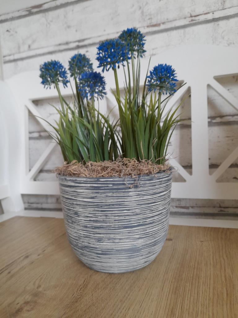 Bloempot met kunstplanten en tillandsia, Verzenden, Rond, Minder dan 25 cm, Minder dan 40 cm