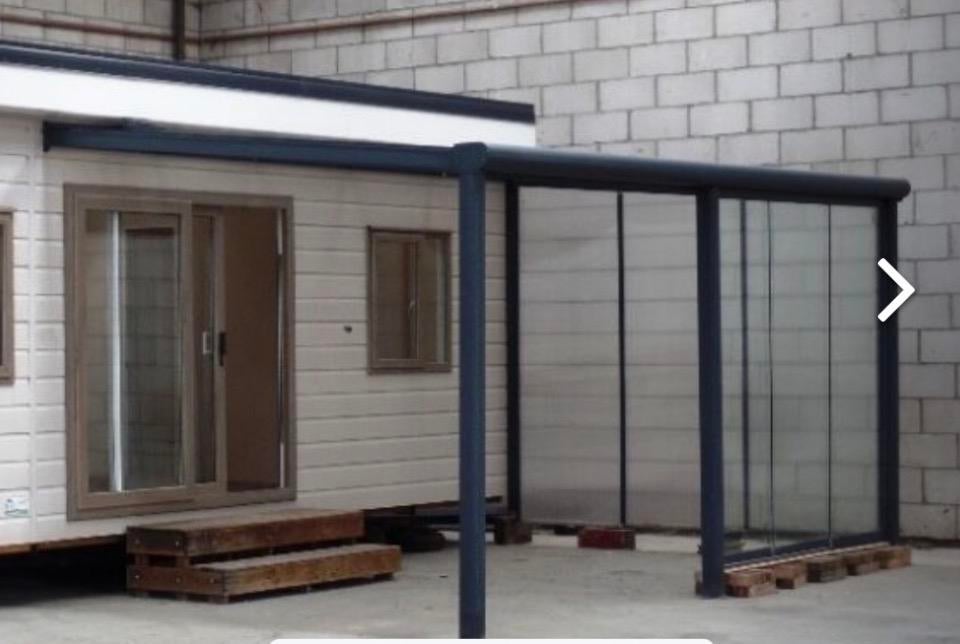 Gedemonteerde veranda overkapping 320x520 met glazen schuifw, Tuin en Terras, Overkappingen, Ophalen, Gebruikt, Veranda
