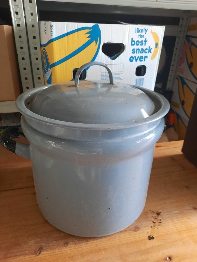 Grote geëmailleerde was / weckketel met deksel / ketel, Ophalen, Gebruikt, -, -